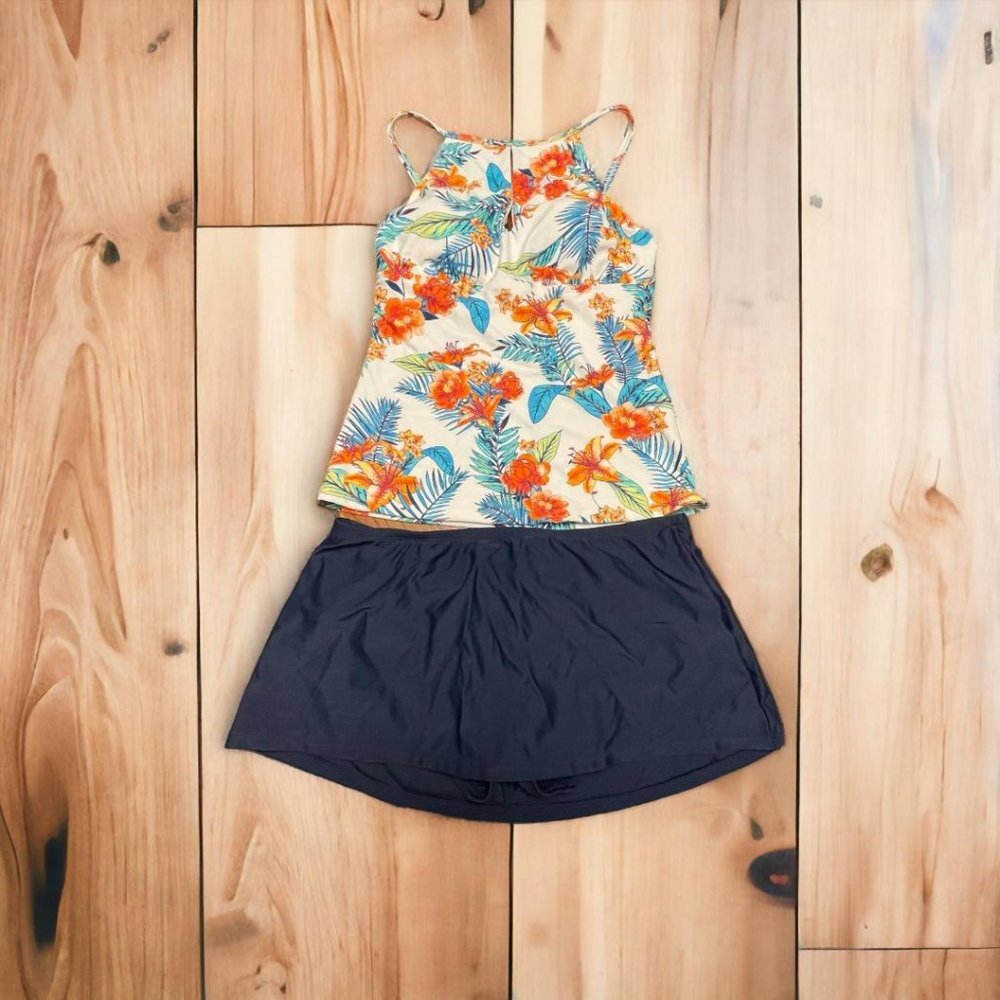 NWOT Ellen Tracy tankini swimsuit with colorful Floral Print - Size 6